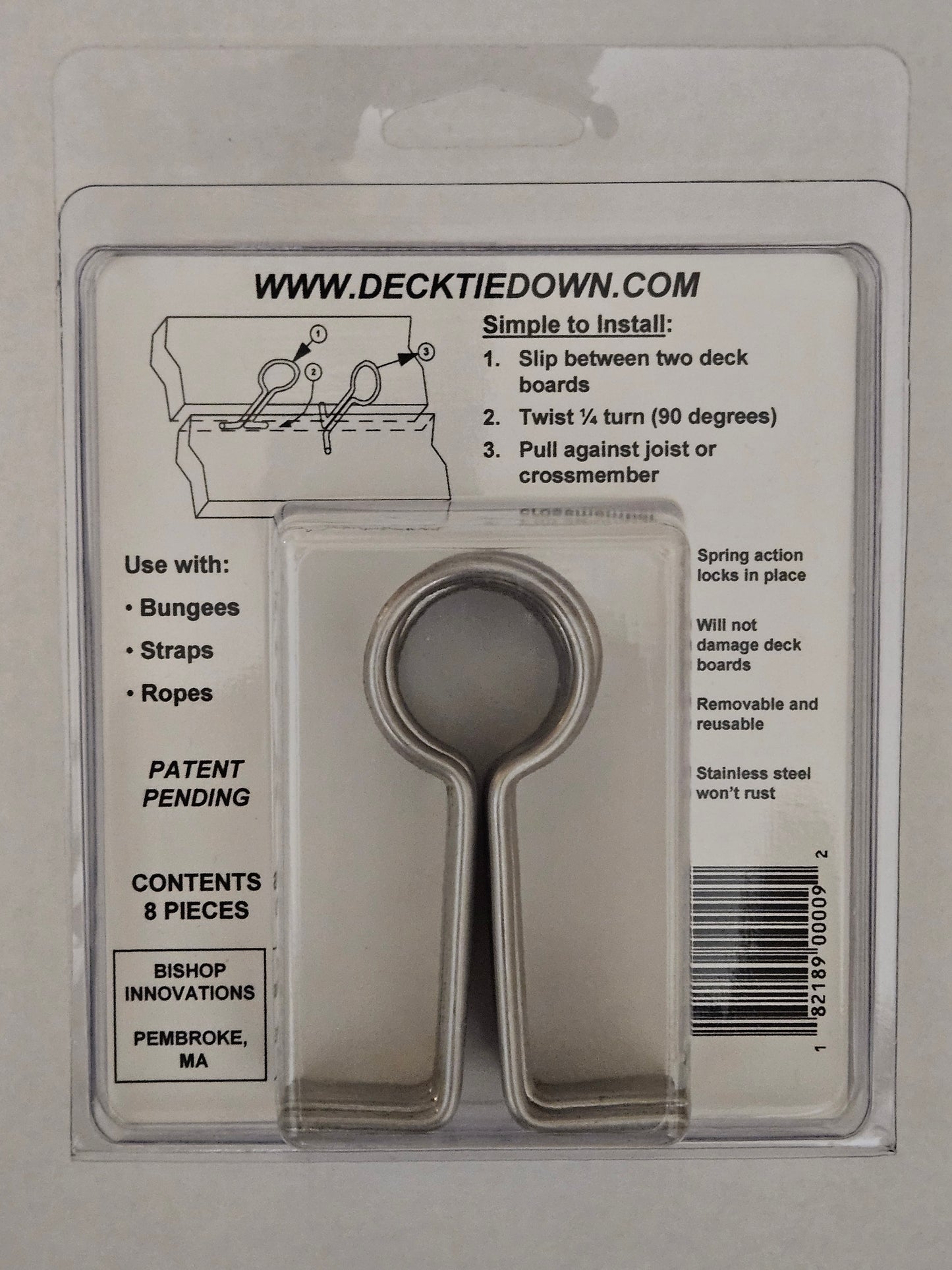 Deck-Tiedown Clips Dealer Pack - Case of 12 Retail Packages (Each includes 8 Deck-Tiedown Clips)